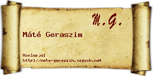 Máté Geraszim névjegykártya